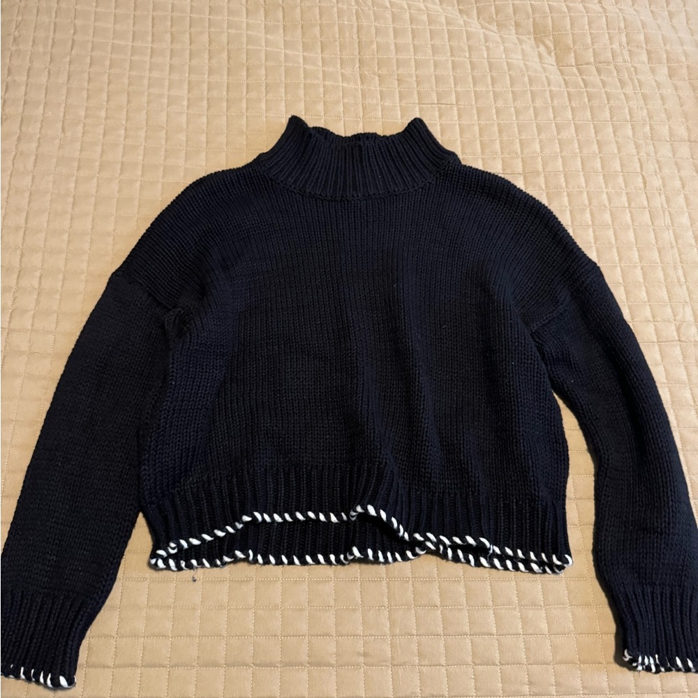Black mock neck crop sweater